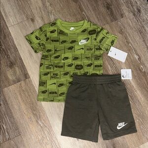 NEW Nike Olive Graphic Tee and Shorts Set